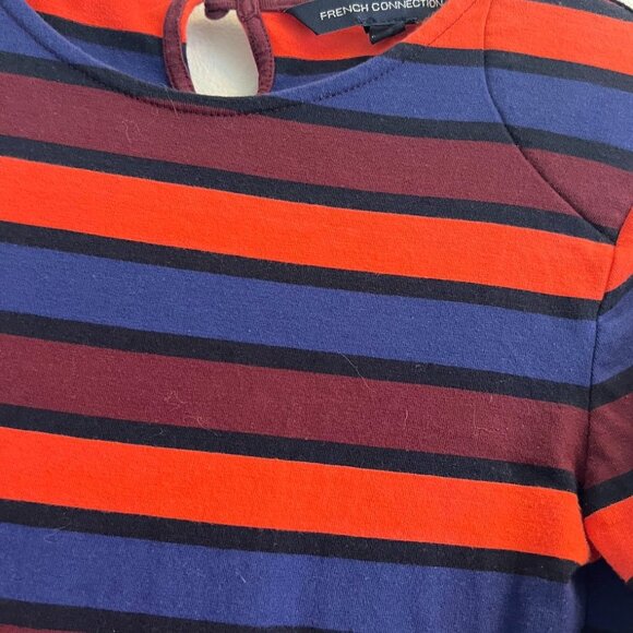 French Connection Striped Sheath Dress - Red/Blue/Maroon - Size 4 - Picture 3 of 8